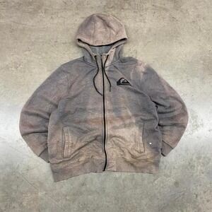 Sun faded Quiksilver grey zip-up hoodie